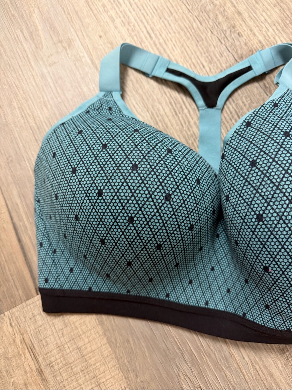 Victoria's Secret Teal and Black Geometric Racerback Sports Bra